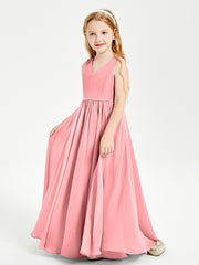 Robes de Demoiselle d'Honneur Junior Élégantes Sans Manches Flamant