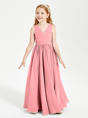 Robes de Demoiselle d'Honneur Junior Élégantes Sans Manches Flamant