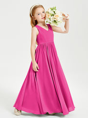 Robes de Demoiselle d'Honneur Junior Élégantes Sans Manches Fuchsia