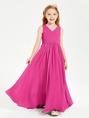 Robes de Demoiselle d'Honneur Junior Élégantes Sans Manches Fuchsia