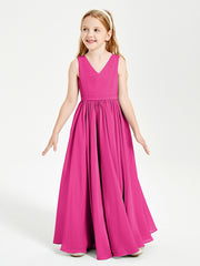 Robes de Demoiselle d'Honneur Junior Élégantes Sans Manches Fuchsia