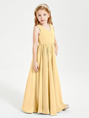 Robes de Demoiselle d'Honneur Junior Élégantes Sans Manches Or