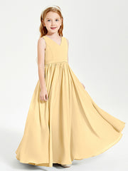 Robes de Demoiselle d'Honneur Junior Élégantes Sans Manches Or