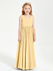 Robes de Demoiselle d'Honneur Junior Élégantes Sans Manches Or
