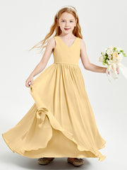 Robes de Demoiselle d'Honneur Junior Élégantes Sans Manches Or