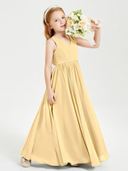 Robes de Demoiselle d'Honneur Junior Élégantes Sans Manches Or