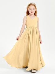 Robes de Demoiselle d'Honneur Junior Élégantes Sans Manches Or