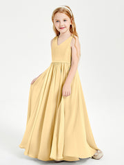 Robes de Demoiselle d'Honneur Junior Élégantes Sans Manches Or