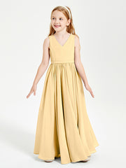 Robes de Demoiselle d'Honneur Junior Élégantes Sans Manches Or