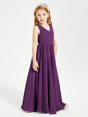 Robes de Demoiselle d'Honneur Junior Élégantes Sans Manches Raisin