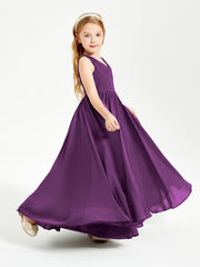 Robes de Demoiselle d'Honneur Junior Élégantes Sans Manches Raisin