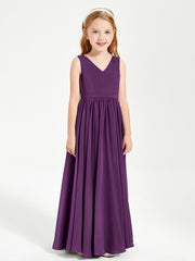 Robes de Demoiselle d'Honneur Junior Élégantes Sans Manches Raisin