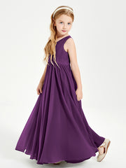 Robes de Demoiselle d'Honneur Junior Élégantes Sans Manches Raisin