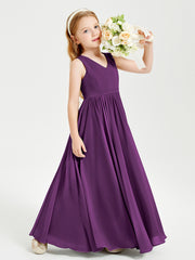 Robes de Demoiselle d'Honneur Junior Élégantes Sans Manches Raisin