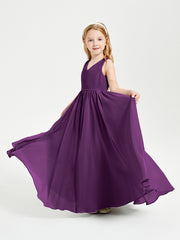 Robes de Demoiselle d'Honneur Junior Élégantes Sans Manches Raisin