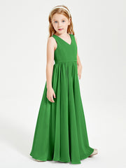 Robes de Demoiselle d'Honneur Junior Élégantes Sans Manches Vert