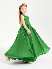 Robes de Demoiselle d'Honneur Junior Élégantes Sans Manches Vert
