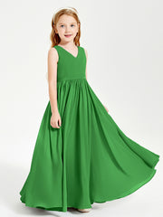 Robes de Demoiselle d'Honneur Junior Élégantes Sans Manches Vert