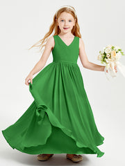 Robes de Demoiselle d'Honneur Junior Élégantes Sans Manches Vert