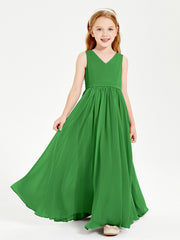 Robes de Demoiselle d'Honneur Junior Élégantes Sans Manches Vert