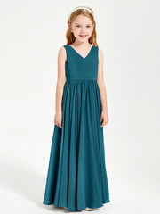 Robes de Demoiselle d'Honneur Junior Élégantes Sans Manches Bleu Encre