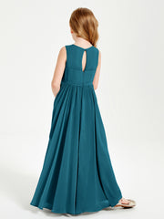 Robes de Demoiselle d'Honneur Junior Élégantes Sans Manches Bleu Encre