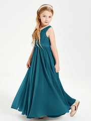 Robes de Demoiselle d'Honneur Junior Élégantes Sans Manches Bleu Encre