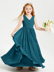 Robes de Demoiselle d'Honneur Junior Élégantes Sans Manches Bleu Encre