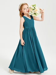 Robes de Demoiselle d'Honneur Junior Élégantes Sans Manches Bleu Encre