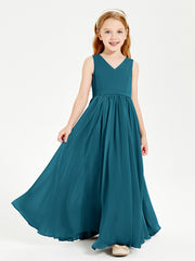Robes de Demoiselle d'Honneur Junior Élégantes Sans Manches Bleu Encre