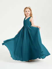 Robes de Demoiselle d'Honneur Junior Élégantes Sans Manches Bleu Encre