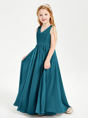 Robes de Demoiselle d'Honneur Junior Élégantes Sans Manches Bleu Encre