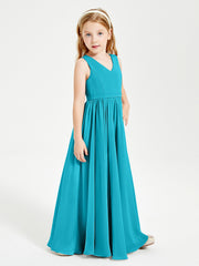 Robes de Demoiselle d'Honneur Junior Élégantes Sans Manches Jade