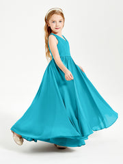 Robes de Demoiselle d'Honneur Junior Élégantes Sans Manches Jade