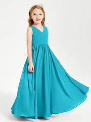 Robes de Demoiselle d'Honneur Junior Élégantes Sans Manches Jade