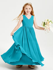 Robes de Demoiselle d'Honneur Junior Élégantes Sans Manches Jade