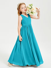 Robes de Demoiselle d'Honneur Junior Élégantes Sans Manches Jade