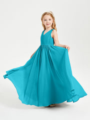 Robes de Demoiselle d'Honneur Junior Élégantes Sans Manches Jade