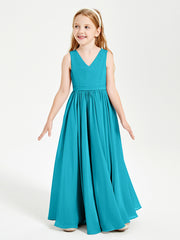 Robes de Demoiselle d'Honneur Junior Élégantes Sans Manches Jade