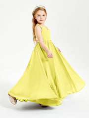 Robes de Demoiselle d'Honneur Junior Élégantes Sans Manches Citron