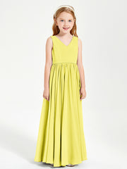 Robes de Demoiselle d'Honneur Junior Élégantes Sans Manches Citron