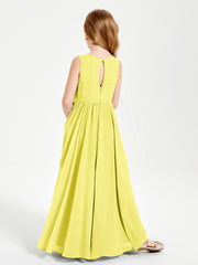 Robes de Demoiselle d'Honneur Junior Élégantes Sans Manches Citron