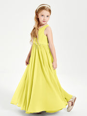 Robes de Demoiselle d'Honneur Junior Élégantes Sans Manches Citron