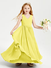 Robes de Demoiselle d'Honneur Junior Élégantes Sans Manches Citron