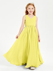Robes de Demoiselle d'Honneur Junior Élégantes Sans Manches Citron