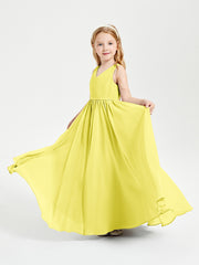 Robes de Demoiselle d'Honneur Junior Élégantes Sans Manches Citron