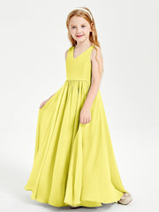 Robes de Demoiselle d'Honneur Junior Élégantes Sans Manches Citron