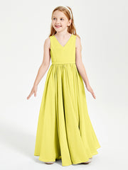 Robes de Demoiselle d'Honneur Junior Élégantes Sans Manches Citron