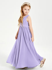 Robes de Demoiselle d'Honneur Junior Élégantes Sans Manches Lilas