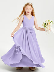 Robes de Demoiselle d'Honneur Junior Élégantes Sans Manches Lilas